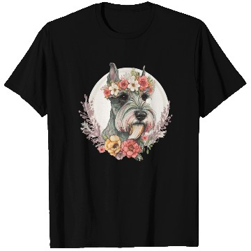 Discover Cute Mini Schnauzer Flower Crown Pet Dog Breed Flo T Shirts