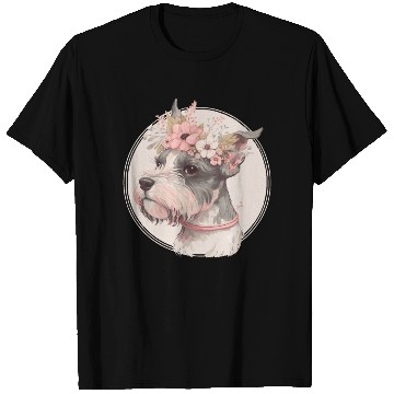 Discover Cute Miniature Mini Schnauzer Flower Crown Pet Dog T Shirts