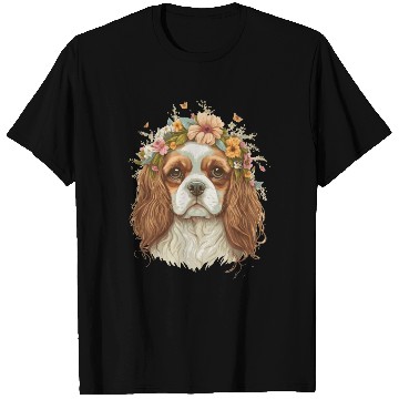 Discover Cavalier King Charles Spaniel Flower Crown Dog Flo T Shirts