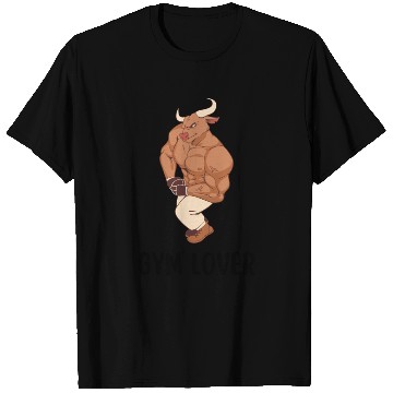 Discover Brown Illustrated Bull Gym Lover T Shirts
