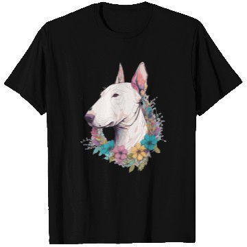 Discover Cute Bull Terrier Flower Crown Pet Dog Breed Flora T Shirts