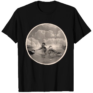 Discover Duck couple in duck pond in nostalgic sepia T Shirts