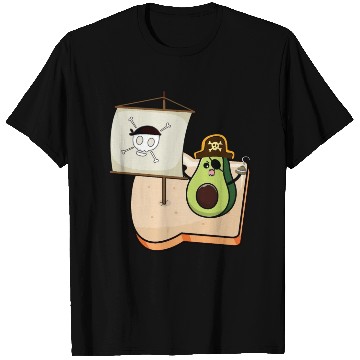 Discover Funny avocado pirate sailing on a toast bread T Shirts