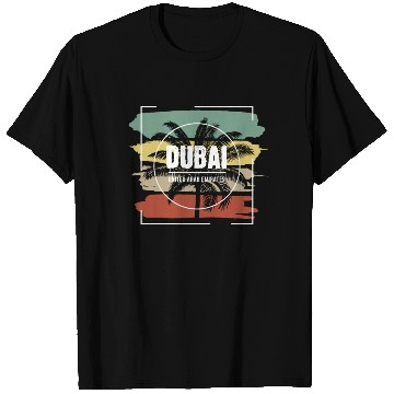 Discover Dubai United Arab Emirates Artistic Palm Tree T Shirts