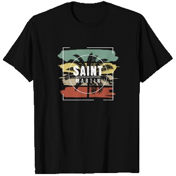Discover Saint Martin Artistic Palm Tree Retro T Shirts