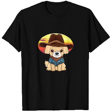 Discover Cowboy dog at sunset T Shirts
