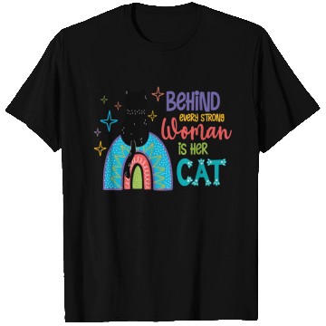 Discover Behind Every Strong Woman Is Her Cat T Shirts