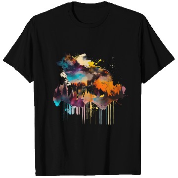 Discover Mountain Wolf Multicolor Watercolor Portrait T Shirts