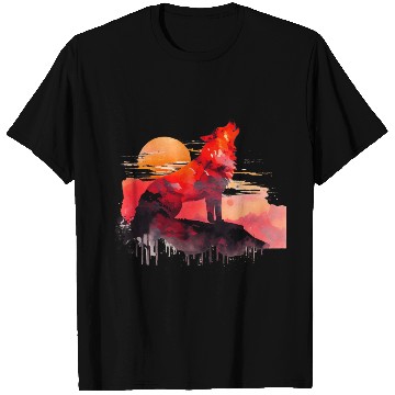 Discover Red Wolf Watercolor Portrait T Shirts