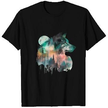 Discover Forest Wolf Watercolor Portrait T Shirts