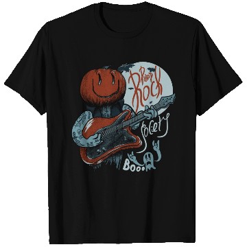 Discover Pump Rock Society Halloween Pumpkin Playing Guitar T Shirts