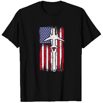 Discover Aircraft Mechanic Aviation Usa Flag T Shirts