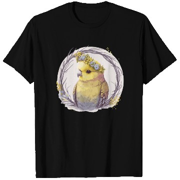 Discover Cute Yellow Budgie Parakeet Bird Flower Crown Pet T Shirts