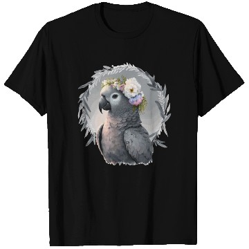 Discover Artistic African Gray Parrot Bird Flower Crown Pet T Shirts