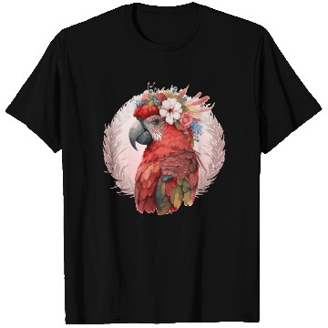 Discover Red Scarlet Macaw Flower Crown Parrot Watercolor B T Shirts