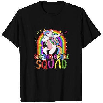 Discover 2nd Grade Squad Dabbing Unicorn Rainbow Back T Shirts