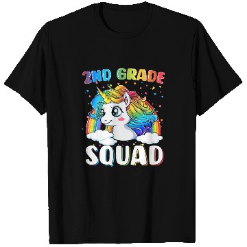 Discover 2nd Grade Squad Unicorn Rainbow Back T Shirts