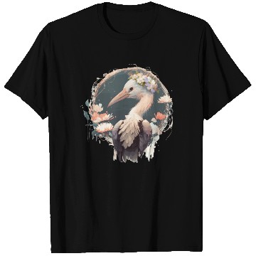 Discover Cute Stork Bird Flower Crown Floral Birds T Shirts