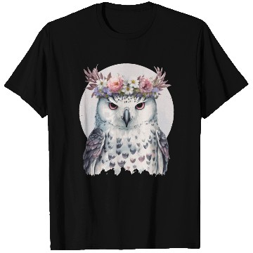Discover White Snow Owl Bird Flower Crown Floral Birds T Shirts