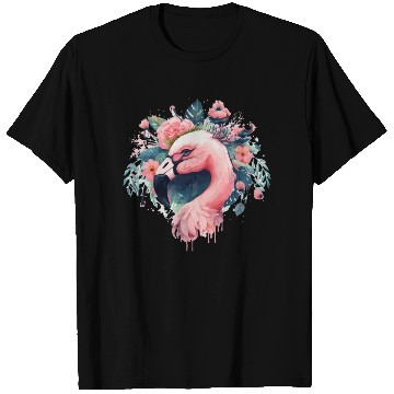 Discover Cute Pink Flamingo Tropical Bird Flower Crown Flor T Shirts
