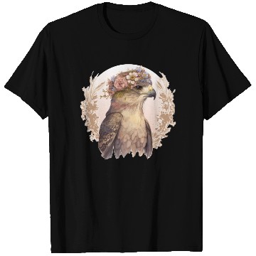 Discover Watercolor Hawk Bird Of Prey Flower Crown Floral B T Shirts
