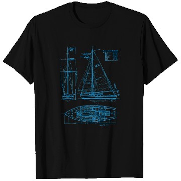 Discover Sailboat Blueprint Old Ocean Sailing for Sailors T Shirts