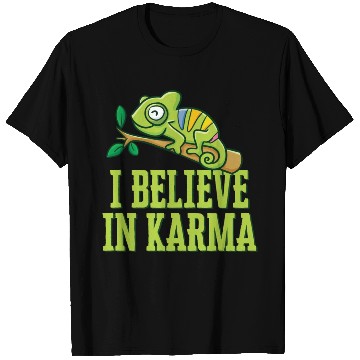 Discover Happy Green Chameleon Karma Believer T Shirts
