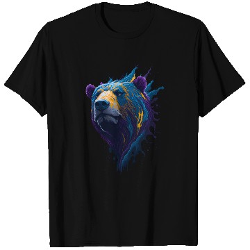 Discover Purple and Blue Paint Splash Art Bear Head T Shirts