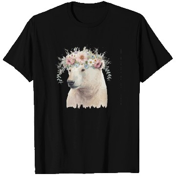 Discover Watercolor Polar Bear Flower Crown Boho Aesthetic T Shirts