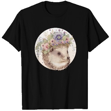 Discover Cute Watercolor Hedgehog Flower Crown Animal Lover T Shirts