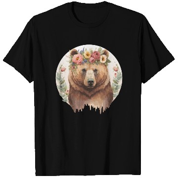 Discover Cute Brown Bear Grizzly Flower Crown Animal Lovers T Shirts