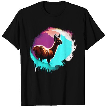 Discover Cute Vintage Ink Splash Llama Retro Llama T Shirts