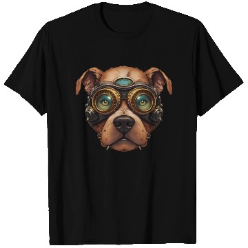 Discover Steampunk Pitbull Dog in Clockwork Glassess T Shirts