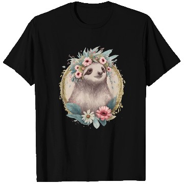 Discover Floral Sloth Flower Crown Cute Watercolor T Shirts