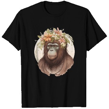 Discover Cute Watercolor Orangutan Flower Crown Floral T Shirts