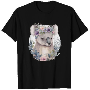 Discover Watercolor Koala Bear Flower Crown Floral T Shirts
