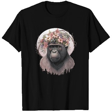 Discover Floral Gorilla Flower Crown Monkey Lover T Shirts
