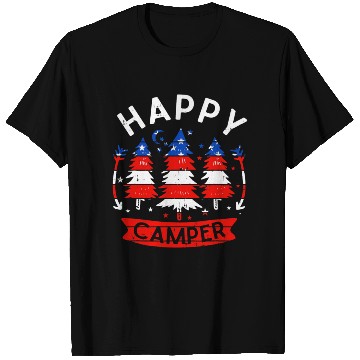 Discover Happy Camper US Flag Patriotic 4th Of July T Shirts