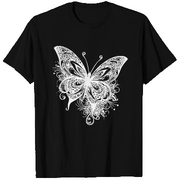 Discover Pretty Vintage Butterfly Tattoo Line Style T Shirts