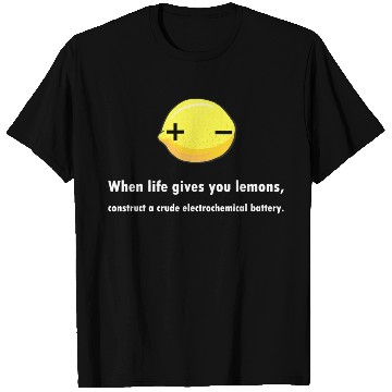Discover Electrochemical Battery Lemon Chemist Teacher T Shirts