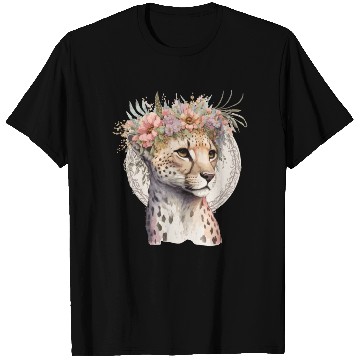 Discover Cute Cheetah Flower Crown Boho Aesthetic T Shirts