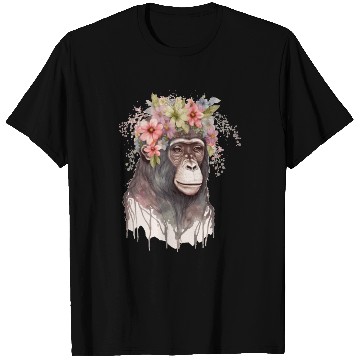 Discover Cute Monkey Flower Crown Floral Watercolor T Shirts