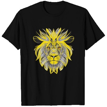 Discover Lion Art Design Portrait Illustration yellow T Shirts