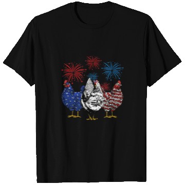 Discover Funny Chickens American Flag Patriotic Farmer 4th T Shirts