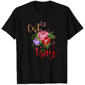 Discover Flowery Cat Lady T Shirts