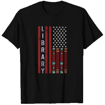Discover School Library Funny for Librarian Patriotic US Fl T Shirts