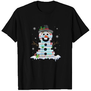 Discover snowman book stack librarian book lover christmas T Shirts