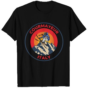 Discover Vintage Cool Skiing in Courmayeur Italy Sunset T Shirts