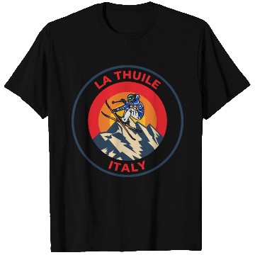 Discover Vintage Cool Skiing in La Thuile Italy Sunset T Shirts
