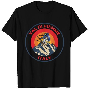 Discover Vintage Cool Skiing in Val Di Fiemme Italy Sunset T Shirts
